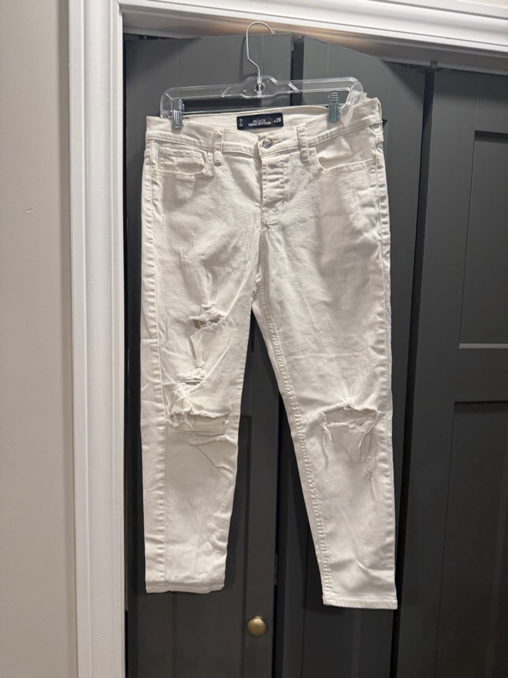 Hollister White Ripped Skinny Jeans